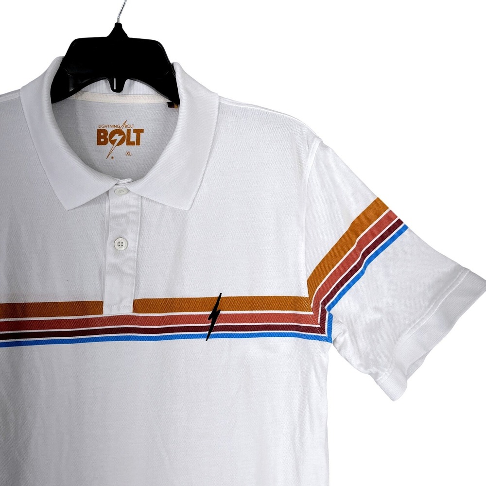 Lightning Bolt Polo Shirt Boys XL Short Sleeve Stripe Retro Surf Casual School